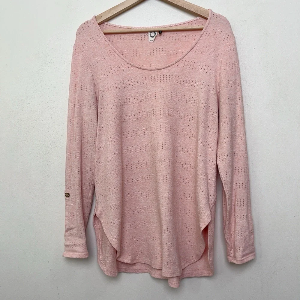 Anthropologie Akemi + Kin Womens Medium Pink Sylvie Pointelle Top